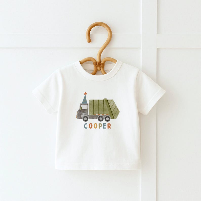 Truck Birthday Romper for Boy, Garbage Truck Shirt, Vehicle Birthday Outfit, Car Party Shirt, Recycling Truck, Boy 1st Birthday Outfit image 2