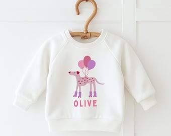 Camiseta de cumpleaños de cachorro para niñas, traje de cumpleaños de perro rosa, mono de niña pequeña, camiseta de fiesta temática de perros, sudadera de cumpleaños de niña personalizada