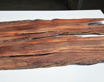 Old Growth Redwood salvage plank live edge slab, burned edges.