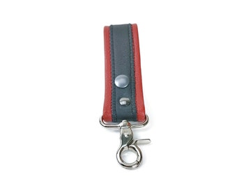 Leather key fob - keys holder - manly gift - leather gift - red and black - customs available