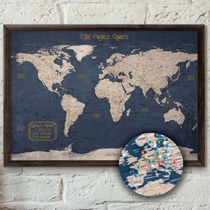 Push Pin Map - Executive Style 13x19"  | Personalized Travel Map