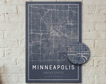 Minneapolis Streets Map Poster Blue 13x19"