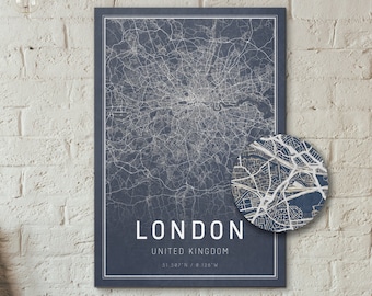 London Street Map Art Print - Blue 13x19"