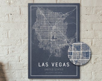 Las Vegas Map Print Blue 13x19"