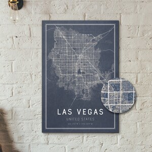 Blue Las Vegas Street Map Detailed