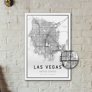Las Vegas kaart afdrukken zwart-wit 13x19"