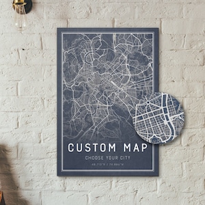 Personalisierte Custom City Street Map: Einzigartiger Kunstdruck für Home Decor Blau - 13x19"
