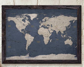 World Map Poster Print | Executive Style Modern | Map Decor | Uncustomized