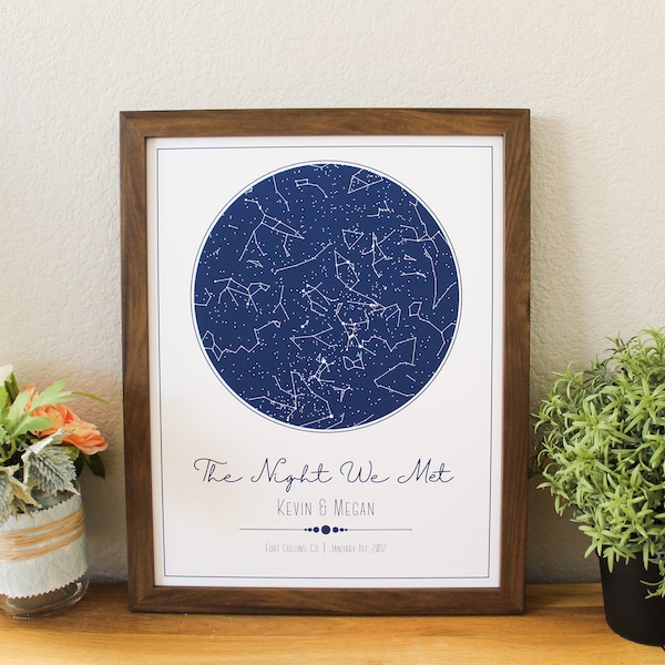 Custom Star Map White and Blue - 11x14" | Constellation Gift | Night Sky Custom Date and Location