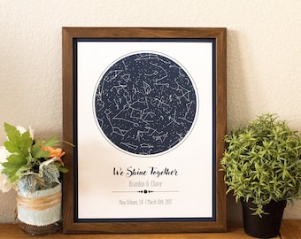 Custom Star Map Print – Personalized Constellation Gift, Night Sky Art (11x14" )