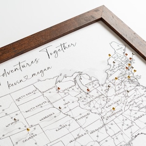 Kaart VS: op maat ingelijste reiskaart VS, avonturenkaart op bureauformaat, gepersonaliseerd jubileumcadeau, aandenken voor koppels, 11 x 14 inch
