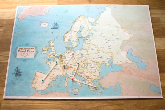 Europe Travel Map Cork Pin Board