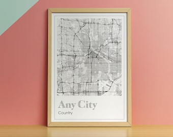 Personalized Custom City Street Map - Unique Custom Map Art Print for Home Decor, City Poster Gift