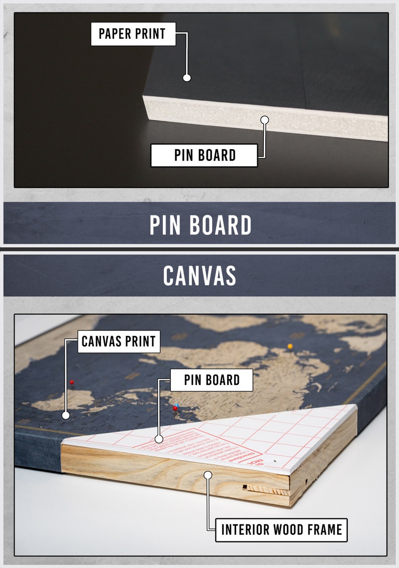Large Push Pin World Map Rustic Style image 5