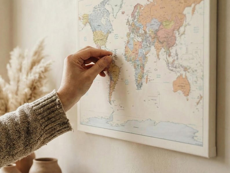 Personalized Push Pin World Travel Map – Vibrant 24x36 Canvas - Etsy