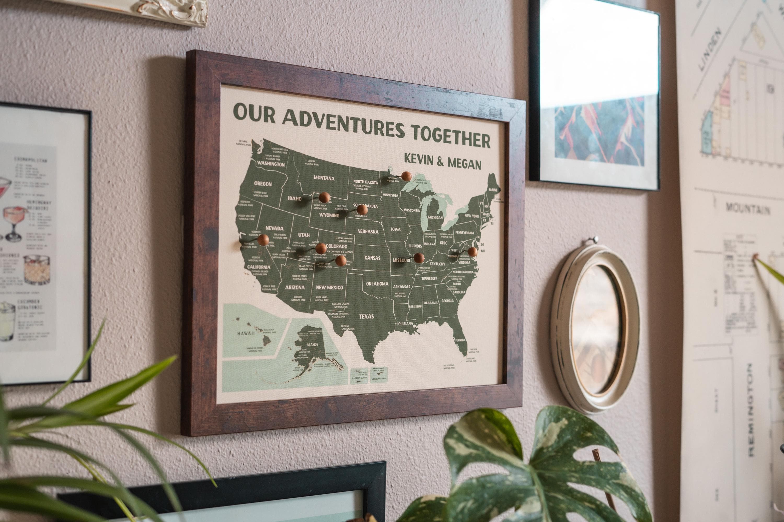 National Parks Push Pin Map – Personalized Adventure Map, Track Your National Park Travels, Personalized Anniversary Gift, 11x14&quot;