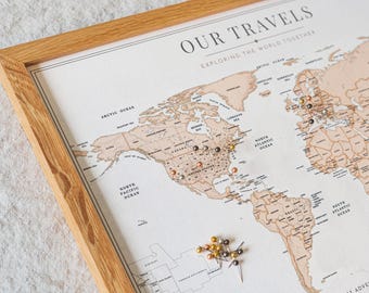 Push Pin World Map – Personalized Framed Travel Map with Pins