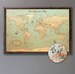 World Map Push Pin Rustic Style 13x19' | Personalized Travel Map Mounted on 3/16' Foam Board