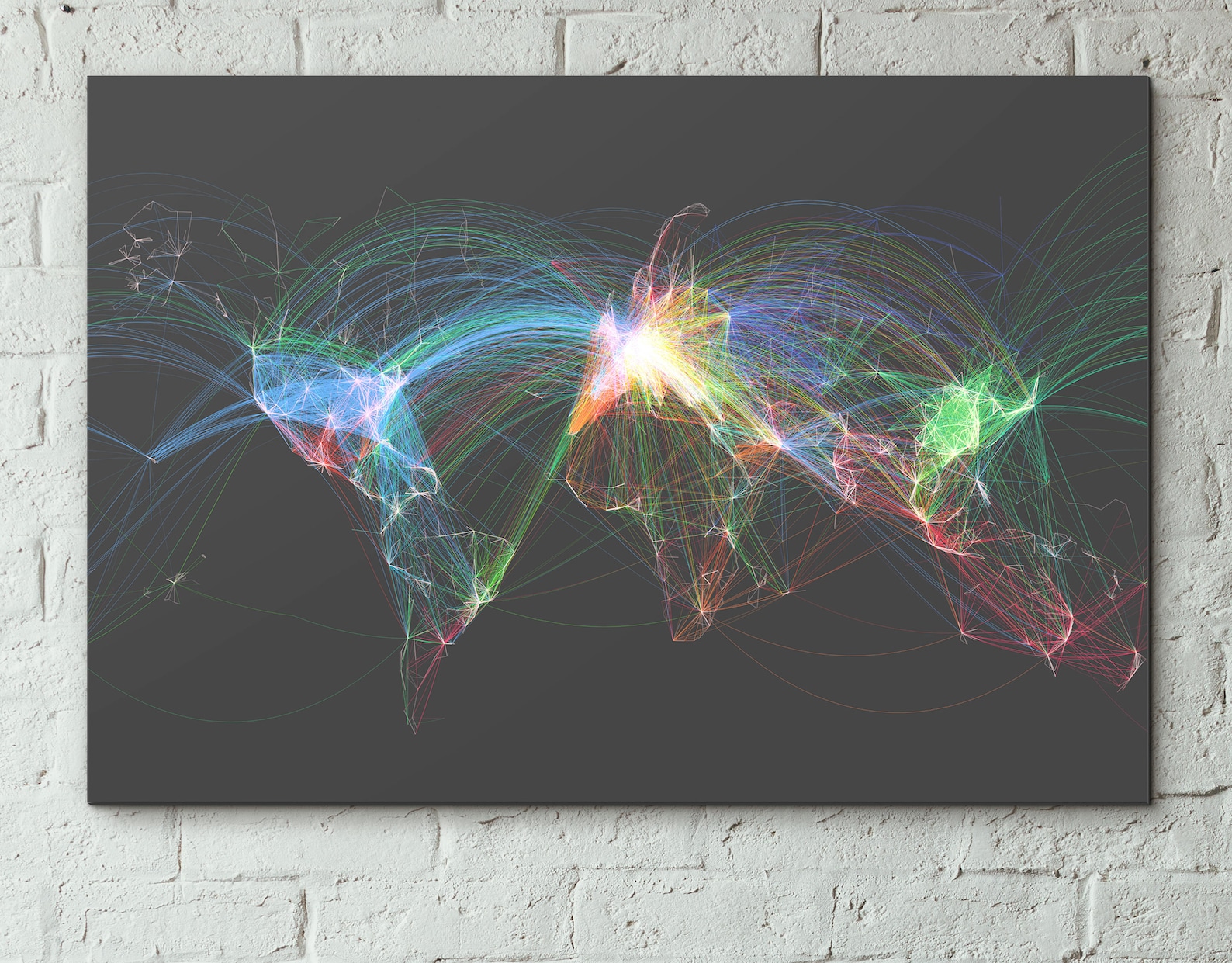 Flight Patterns World Map Poster 24x36 Etsy
