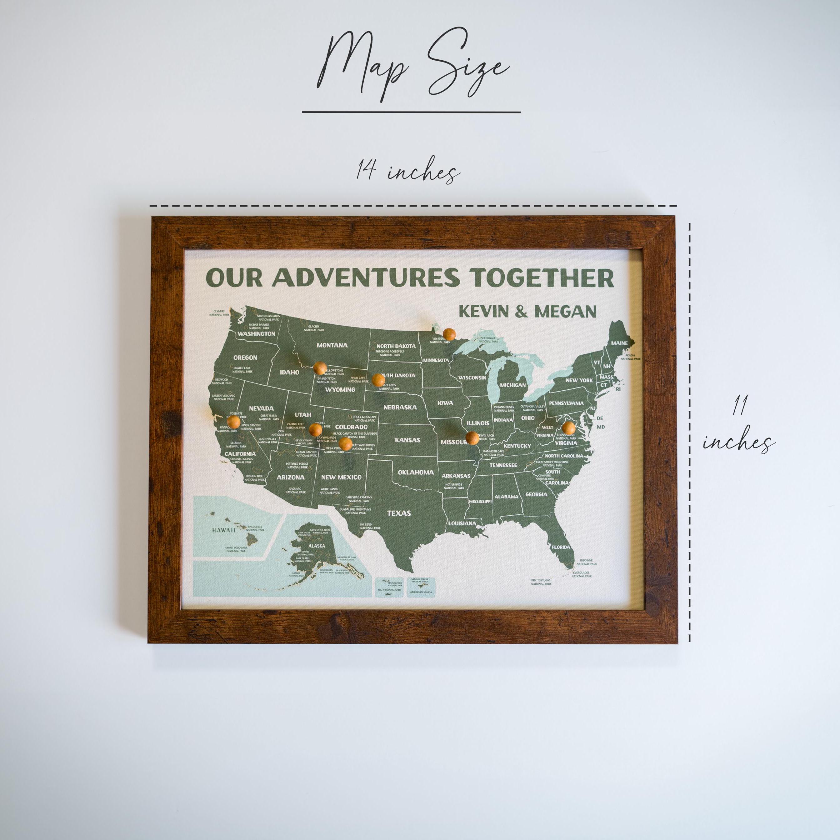 National Parks Push Pin Map – Personalized Adventure Map, Track Your National Park Travels, Personalized Anniversary Gift, 11x14&quot;