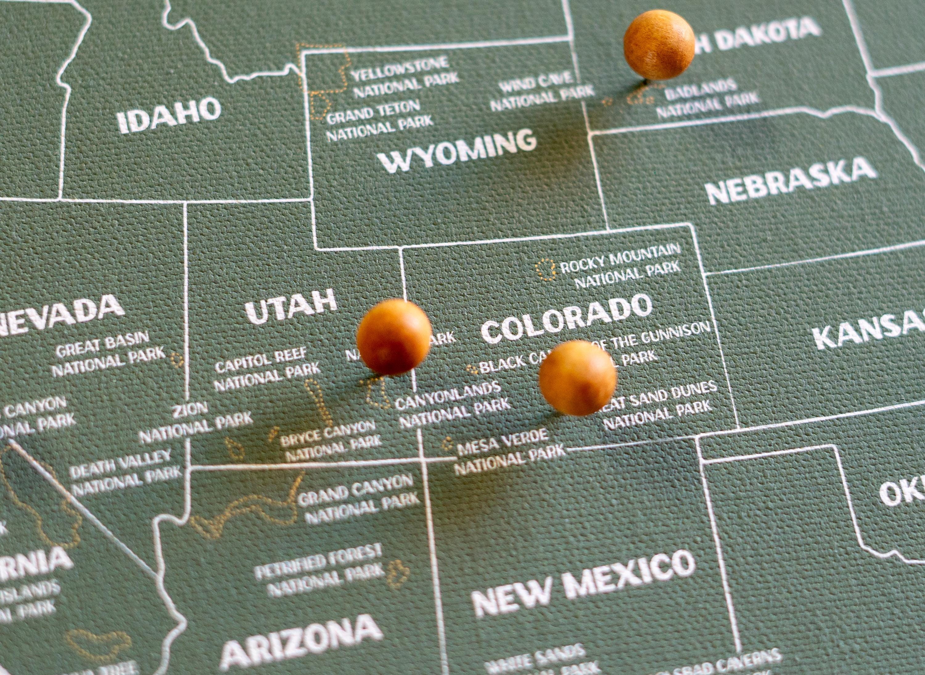 National Parks Push Pin Map – Personalized Adventure Map, Track Your National Park Travels, Personalized Anniversary Gift, 11x14&quot;