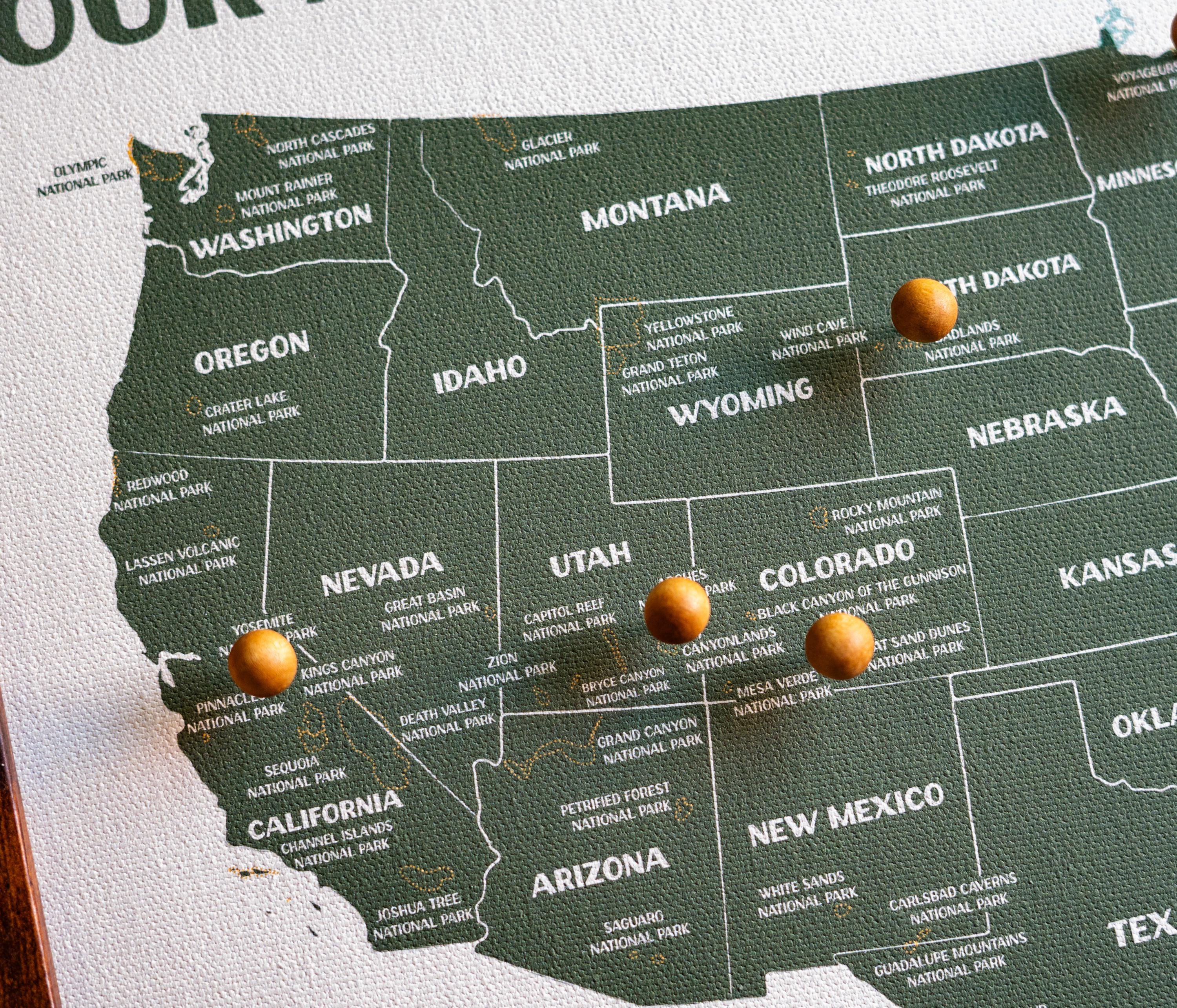 National Parks Push Pin Map – Personalized Adventure Map, Track Your National Park Travels, Personalized Anniversary Gift, 11x14&quot;