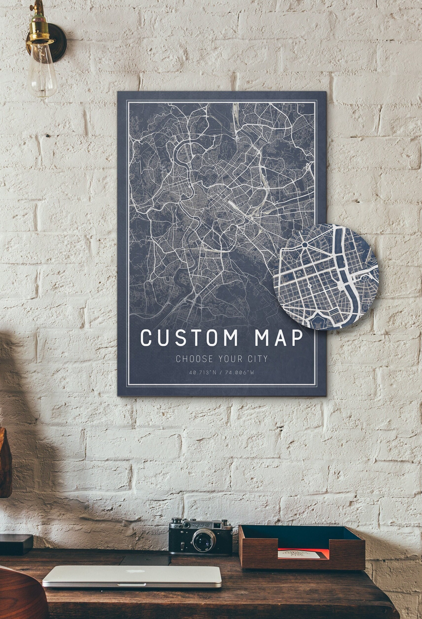 Personalized Custom City Street Map: Unique Art Print for Home Decor Blue - 13x19"
