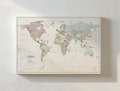 Muted Tones Push Pin Travel Map with Pins - 24x36" or 24x16" Travel Map Canvas Pin Board