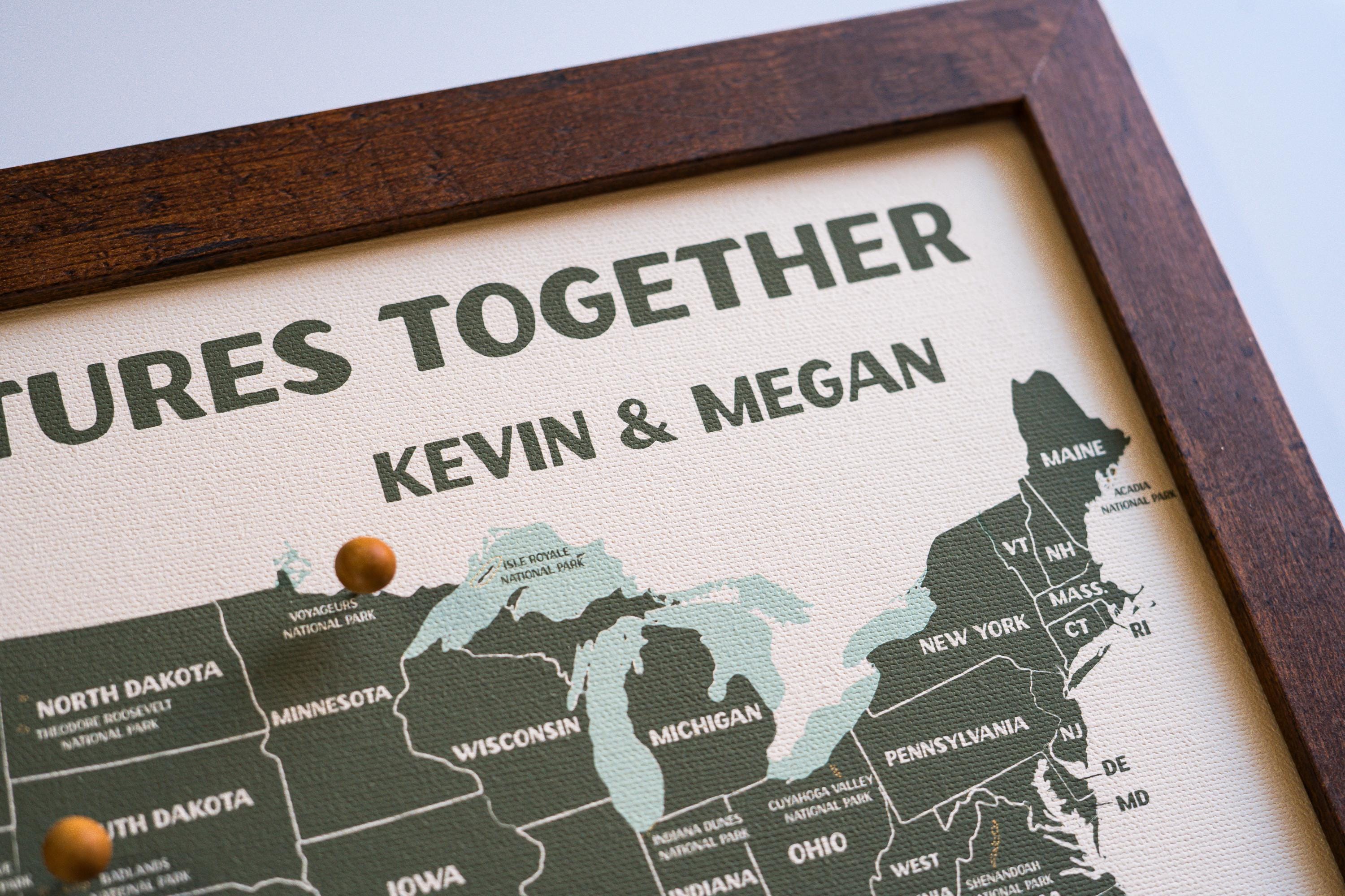 National Parks Push Pin Map – Personalized Adventure Map, Track Your National Park Travels, Personalized Anniversary Gift, 11x14&quot;