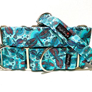 Dragonfly Dog Collar - Martingale Dog Collar - Clip Collar - Dog Leash - Training Collar