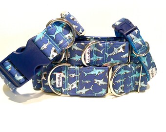Shark Week Dog Collar - Martingale Dog Collar - Clip Collar - Dog Leash - Training Collar