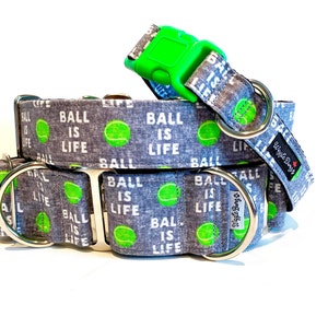 Ball is Life Grey Dog Collar - Martingale Dog Collar - Clip Collar - Dog Leash - Training Collar