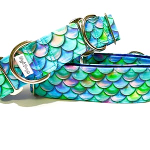 Mermaid Scales Dog Collar - Martingale Dog Collar - Clip Collar - Dog Leash - Training Collar