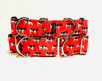 Moo Cows Dog Collar - Martingale Dog Collar - Clip Collar - Dog Leash