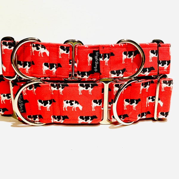 Moo Cows Dog Collar - Martingale Dog Collar - Clip Collar - Dog Leash