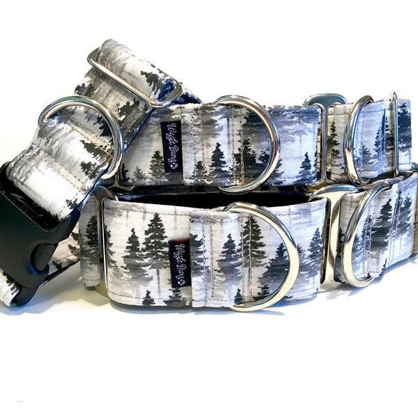 Collar de perro de niebla del bosque - collar de perro Martingale - collar de clip - correa para perros - collar de entrenamiento