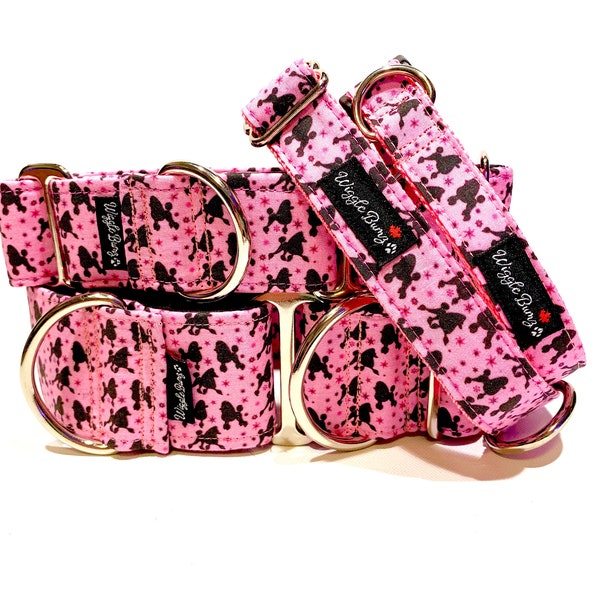 Oodles of Poodles Pink Dog Collar - Martingale Dog Collar - Clip Collar - Dog Leash - Training Collar