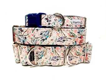 Collare per cani Fable Floral Pink - Collare per cani Martingale - Collare con clip - Guinzaglio per cani - Collare da addestramento