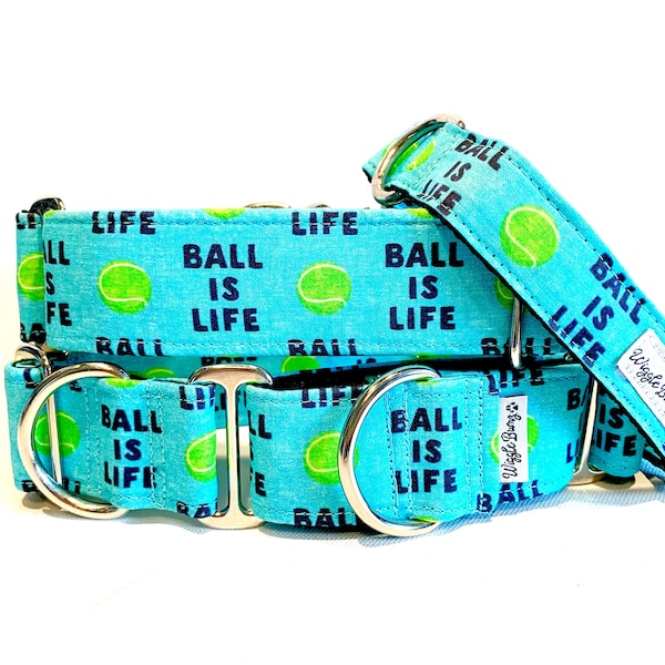 Ball is Life Dog Collar - Cute Martingale Dog Collar - Canadian Handmade Dog Collar