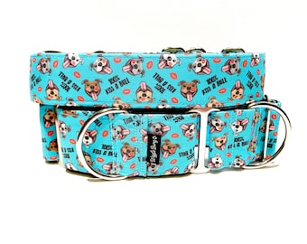 Kissable Pup Dog Collar - Cute Martingale Collar - Strong Buckle Collar - Dog Leash