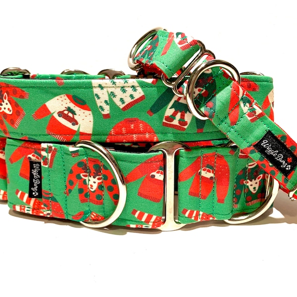 Ugliest Christmas Sweater Dog Collar - Martingale Dog Collar - Clip Collar - Dog Leash - Training Collar