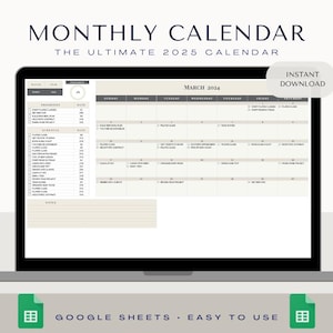 2025 Calendar | Task Tracker | Monthly Planner | Planner 2025 | Digital Calendar | To Do List Template | Task Template | Google Sheets