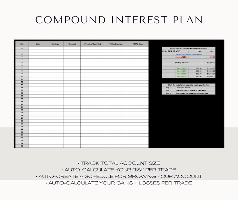 Trading Journal | Investment Portfolio | Stock Tracker | Crypto Trading | Day Trading | Profit Tracker | Stock Options | Portfolio Template image 6