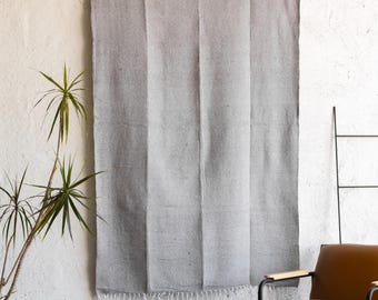 Light Grey Soft Handmade Mexican Blanket Throw Beach Camping Yoga Serape Saltillo Southwest Decor