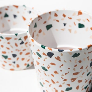 Terrazzo Pattern Painted Terracotta Planter Pot Ceramic Mid Century Modern Scandinavian Mexican Boho Decor Clay