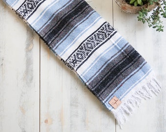 Handmade Mexican Blanket Boho Yoga Serape Textile Saltillo Quilt Southwestern Travel Falsa Woven Throw