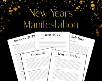 Yearly & Monthly Manifestation Journal | New Years Resolutions Worksheet | New Beginnings | Manifest 2022 | Printable | Instant Download
