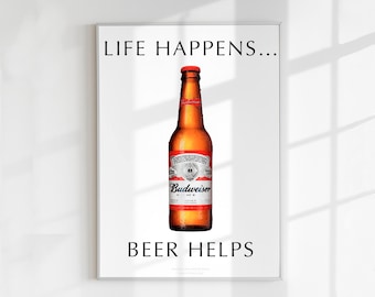 Beer Quote Art | Cocktail Poster | Home Bar Decor | Drink Sign | Printable Wall Art | Home Gifts