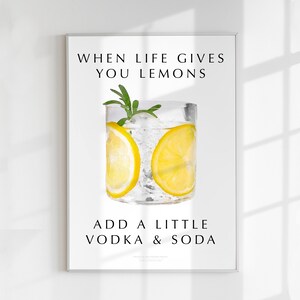 Lemon Quote Art | Cocktail Poster | Home Bar Decor | Drink Sign | Printable Wall Art | Home Gifts