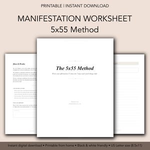 The 5x55 Method Manifestation Worksheet | 5 Day Affirmation Practice | Printable PDF | Law of Attraction | Digital Download